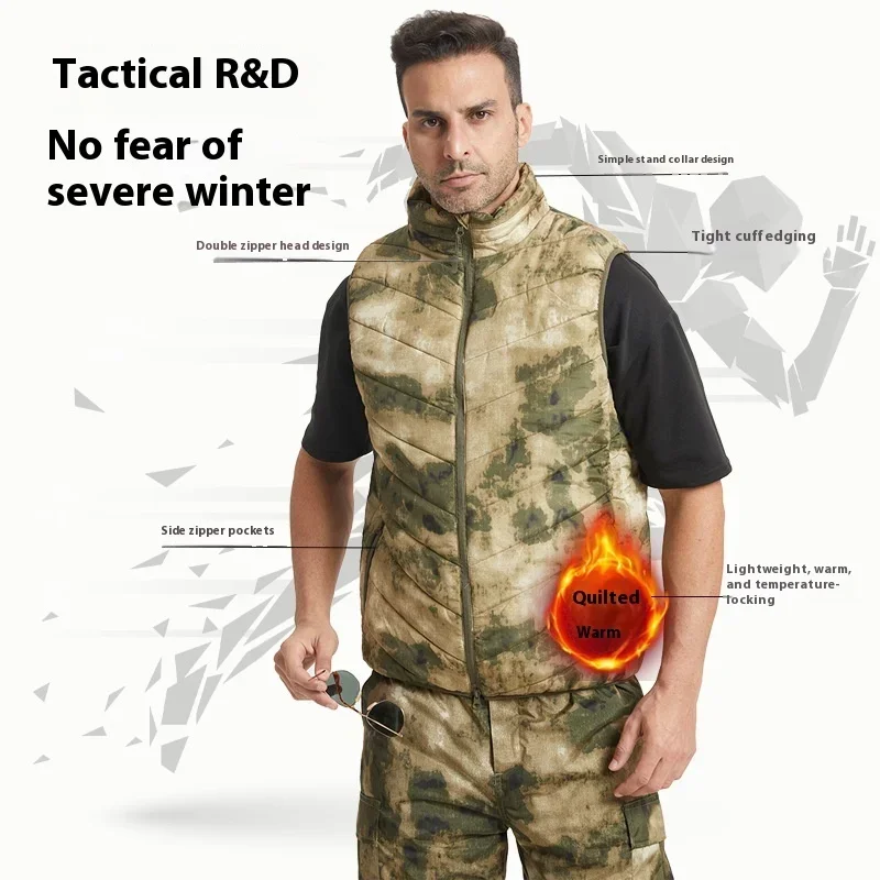 Men Warm Cotton Camouflage Vest Winter Tactical Sports Heating Inner Padded Vest Thickened Outdoor Military Vest for Men