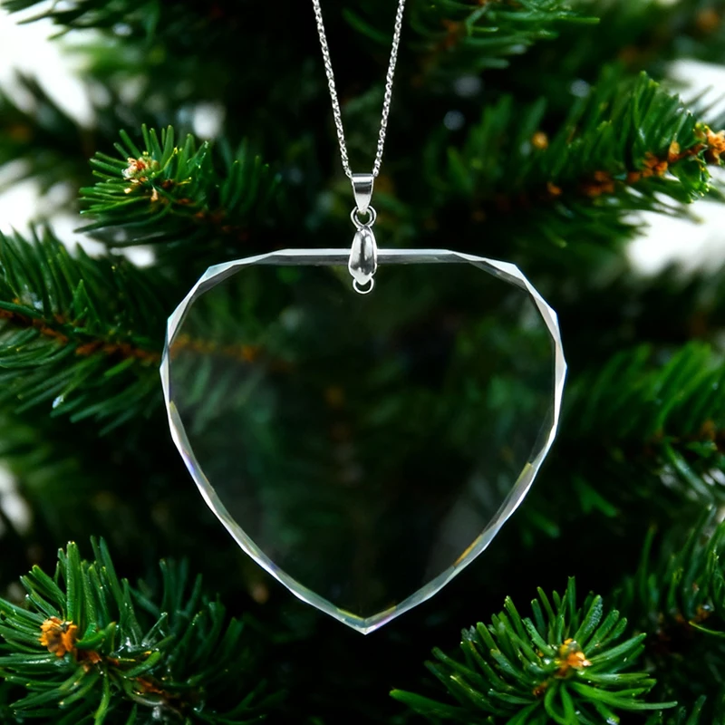 100pcs Wholesale Blank Heart-shaped Facet Hanging Glass Ornaments Party Favors Christmas Tree Ornament Hang Decorations