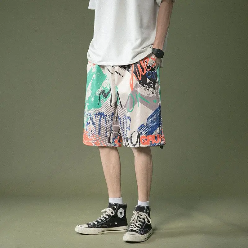 Men's Hawaiian Floral Shorts Summer Quick Dry Loose Fit Casual Beach Shorts Trendy Streetwear 5 Inch Inseam