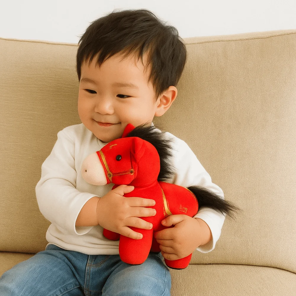 ตุ๊กตาม้าขนปุยน่ารัก ขนาด 17/22/30 ซม. รูปปั้นม้าประจำปีนักษัตร ไส้ใยฝ้าย สไตล์จีน การ์ตูนม้า ของตกแต่งเทศกาล