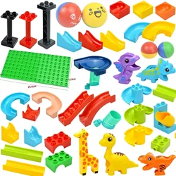 Building Block Big Size Slide Marble Race Run Track Maze Funnel Animal Large Particle Plate Pillar Brick Toy Compatible Duploes