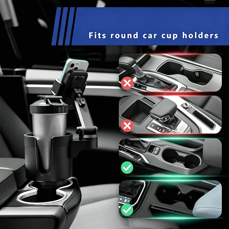 Car phone holder, car beverage holder, apply to multifunctional car cup holder, 2-in-1 car cup holder