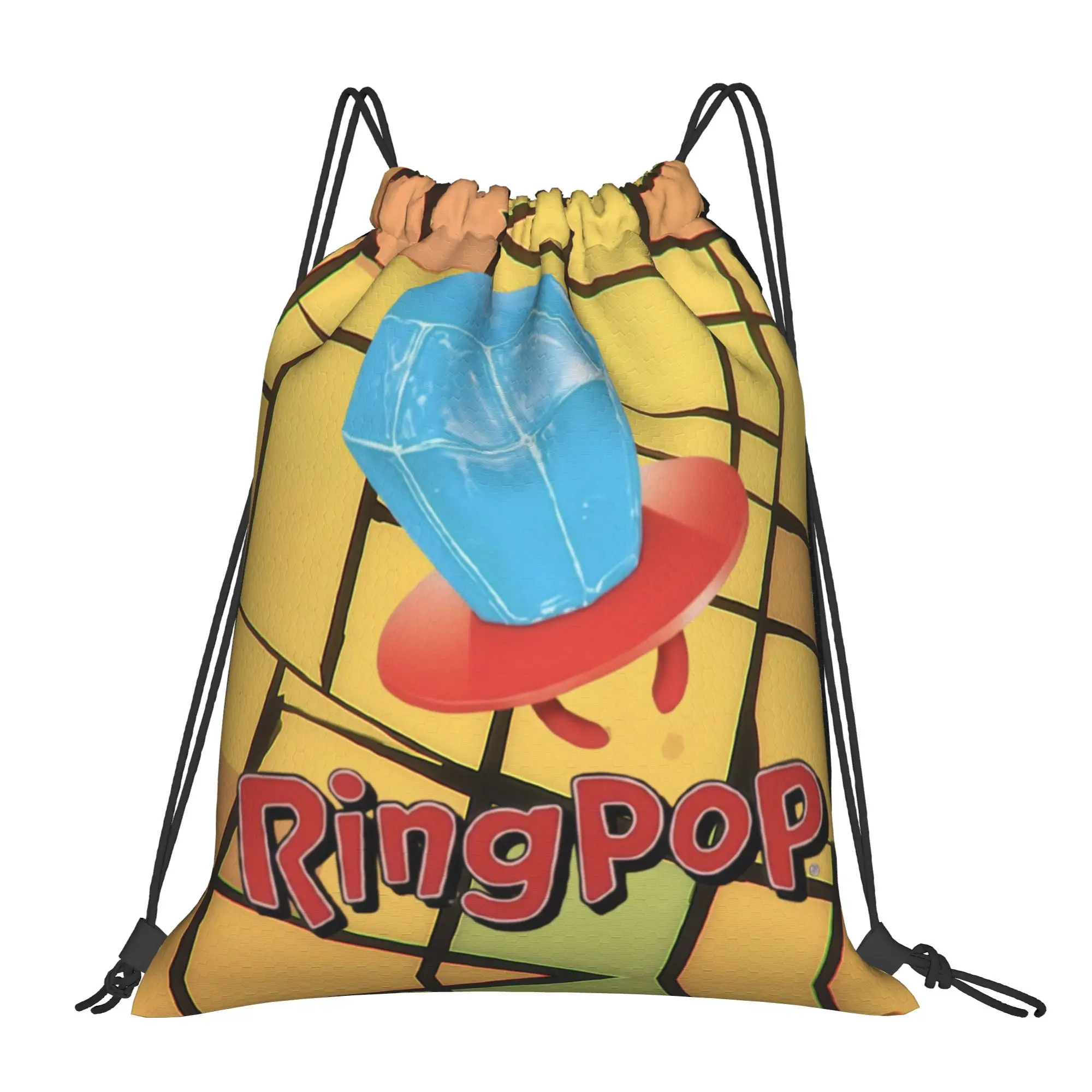 bBazooka Ring Pop Retro Blue Gem Portable Hiking Riding Gym Drawstring Storage Sporty Backpacks