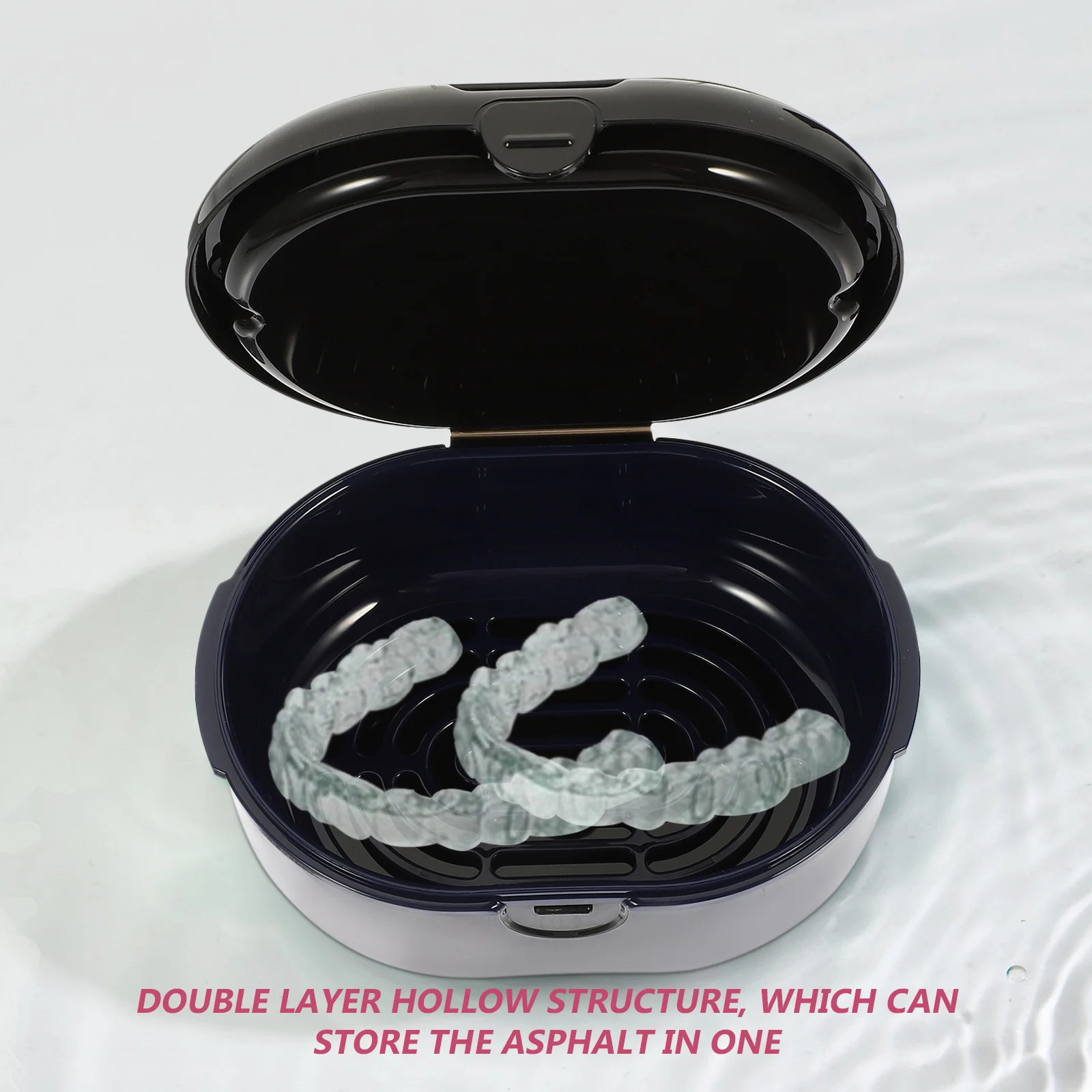 

Коробка для хранения зубных протезов, компактный водонепроницаемый ортодонтический фиксатор, портативный контейнер для скоб, многофункциональный инструмент для чистки ложных изделий