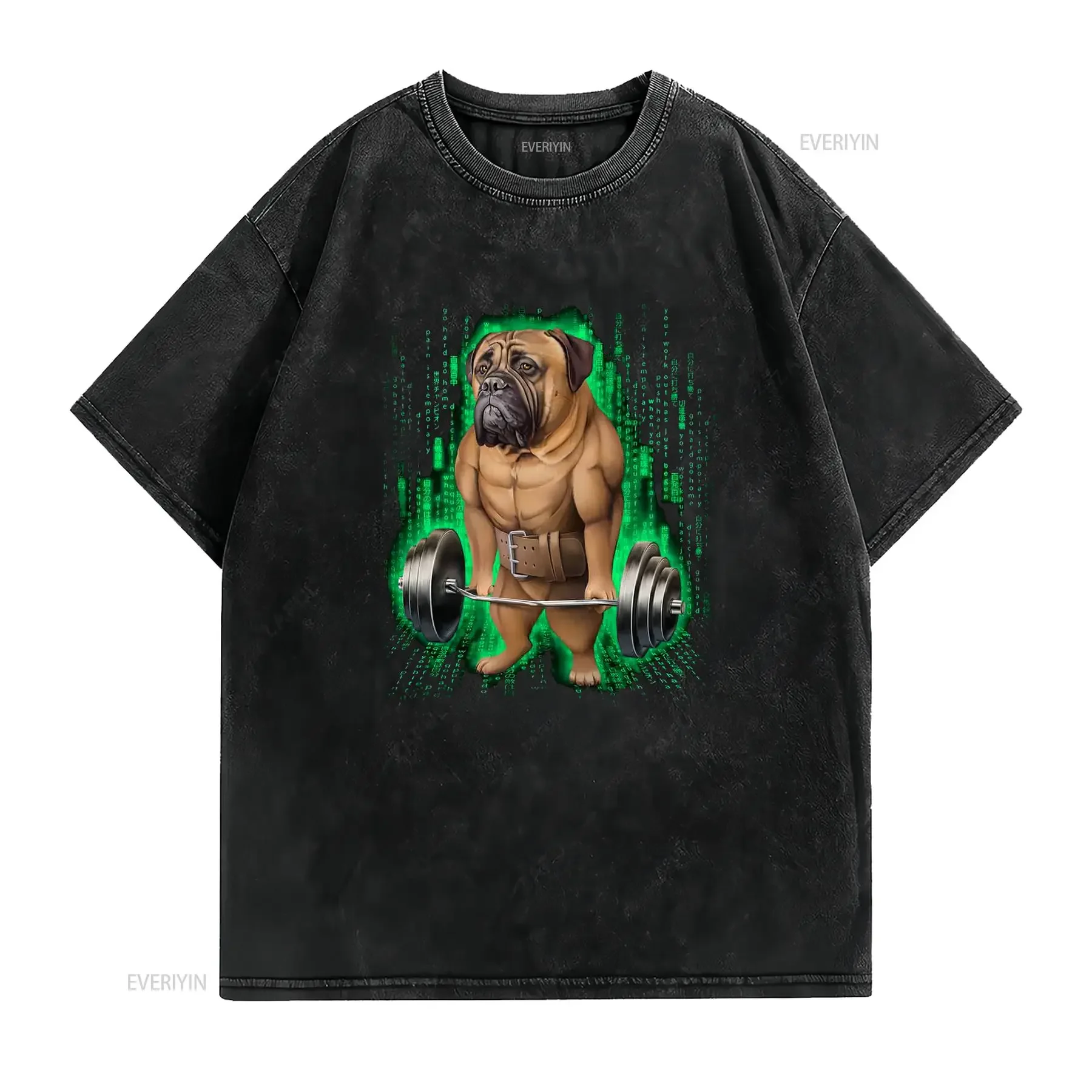 Bullmastiff Dog Muscle Training with Barbell Shrug Bar in Cyber Gym  Youth T Shirt PrintStarT vintage Washed designer clothes