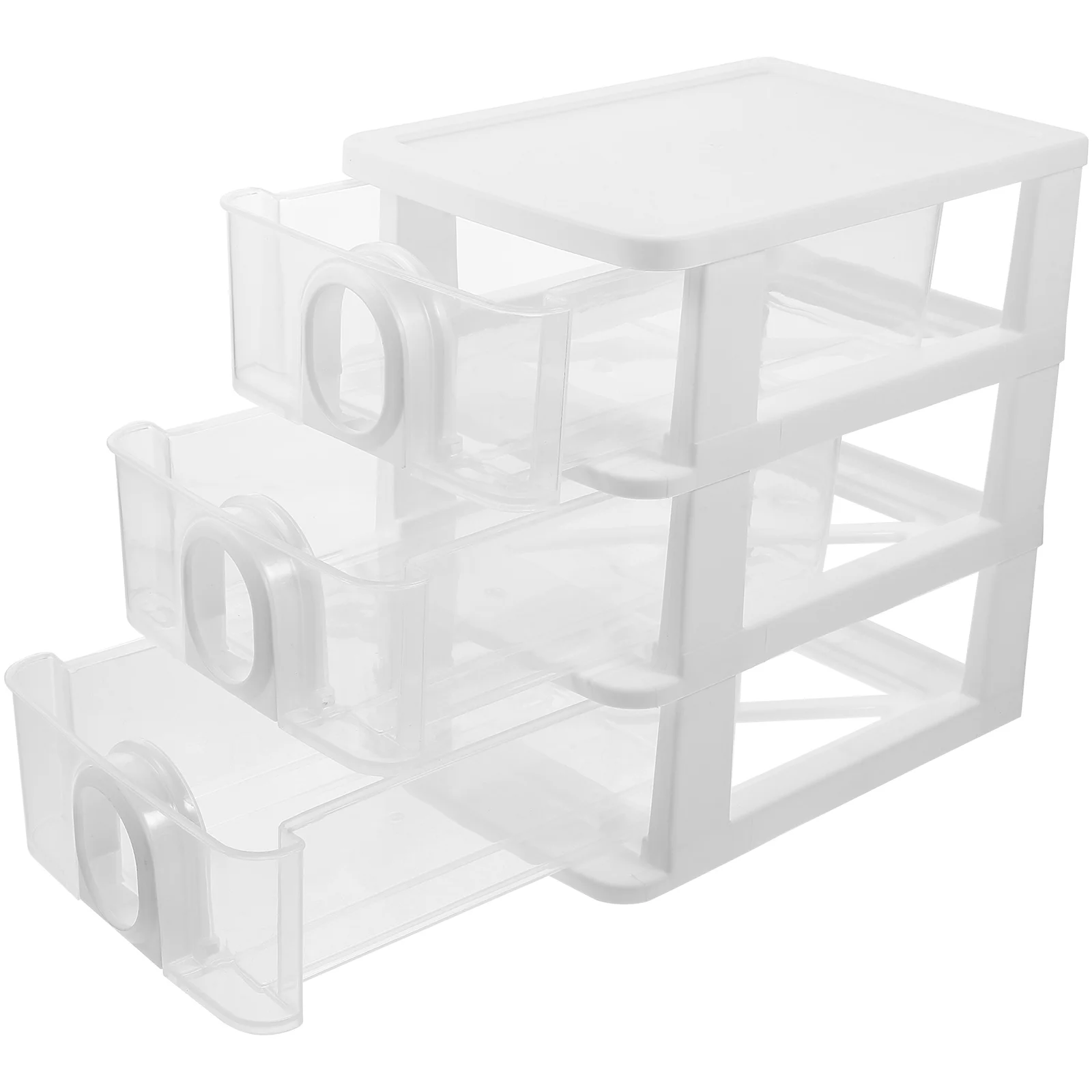 

Transparent Drawer Storage Box 3 Layers Grey+Clear Desk Organizer Plastic Desktop Storage Stationary Locker Caja