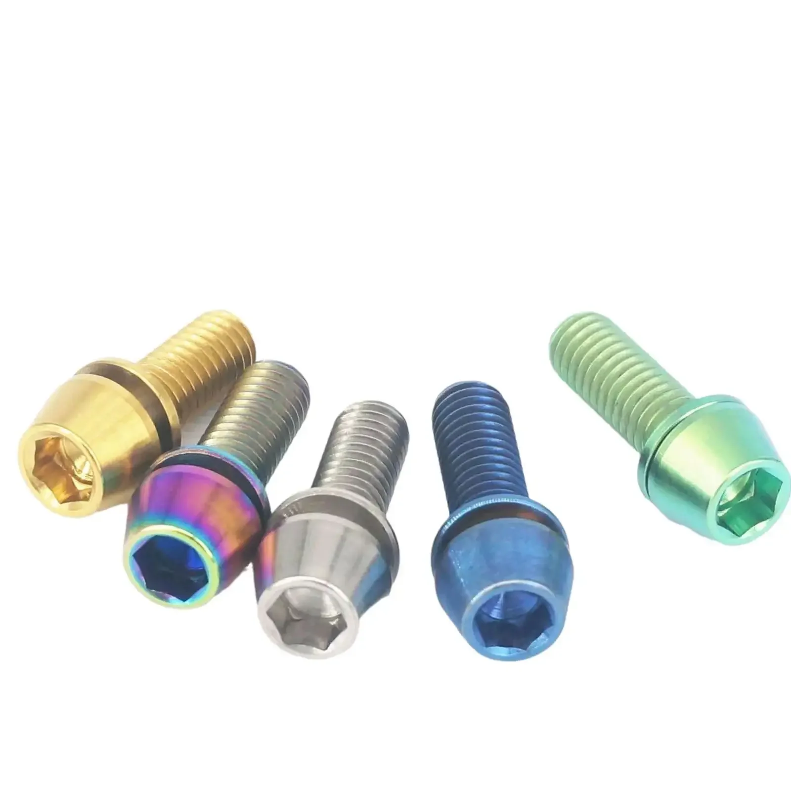 (2) M4x15.3mm GR5 Titanium Purple/Green/Blue/Black/Colorful/Golden/Original Color Allen Screw Taper Cone Head Bolts With Washer