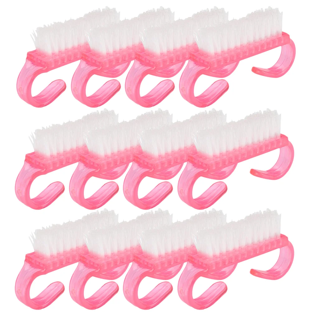 12 Pcs Dust Horn Fingernail Brushs Home Nail Tools Disposable Plastic Hand Grip Cleaning Nylon Cleaners for