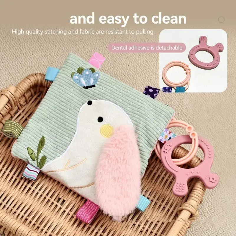 Colorful Baby Rabbit Soothing Towel Toy Easy Grip Comforter Promote Visual Development Sensory Stimulation Teether Toy A2UB