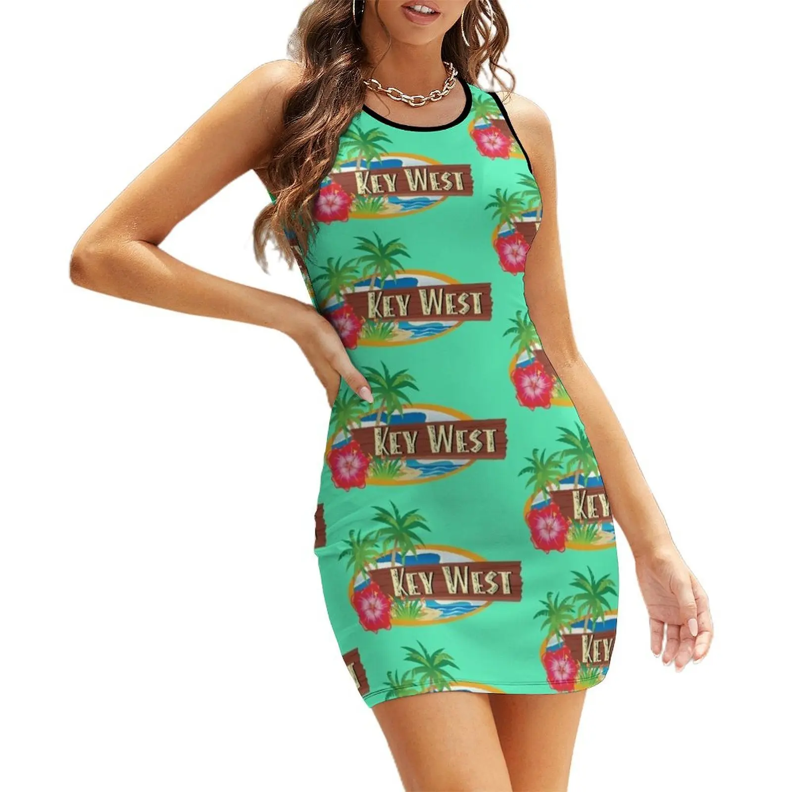 

Retro Key West Florida Vintage Design Sleeveless Sundress dress for woman Dress vintage
