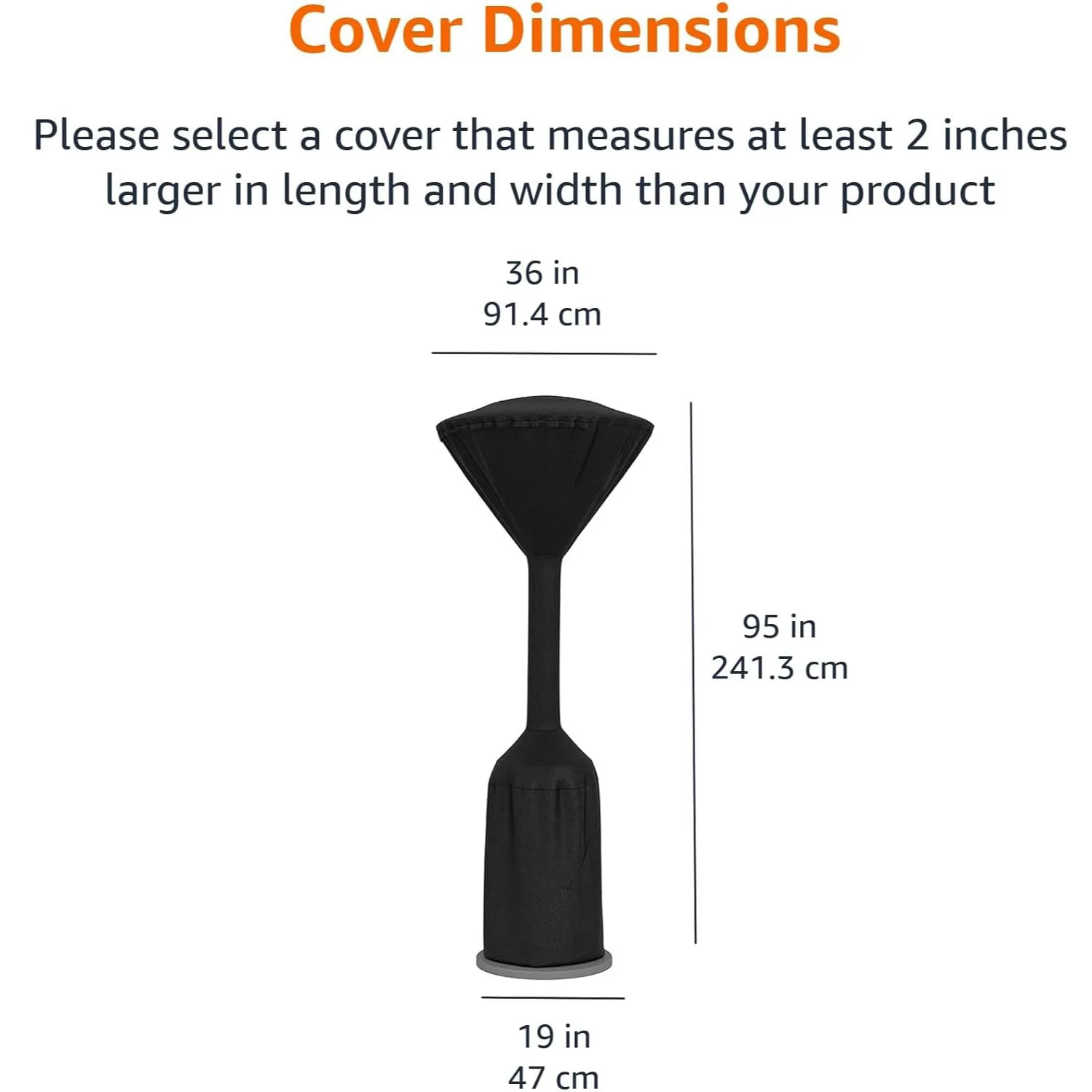 Круглая крышка обогревателя для патио на открытом воздухе, 36 x 18,5 x 95 дюймов