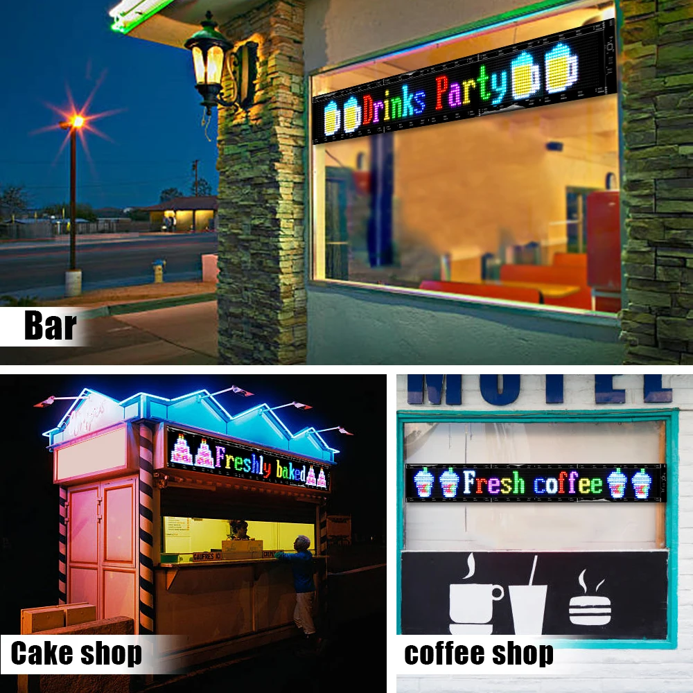 XIAOOHO LED Flexible Panel Scrolling Bright Signs，Bluetooth APP Control Editing Text,Door Head，Shop Window LED Advertising Signs