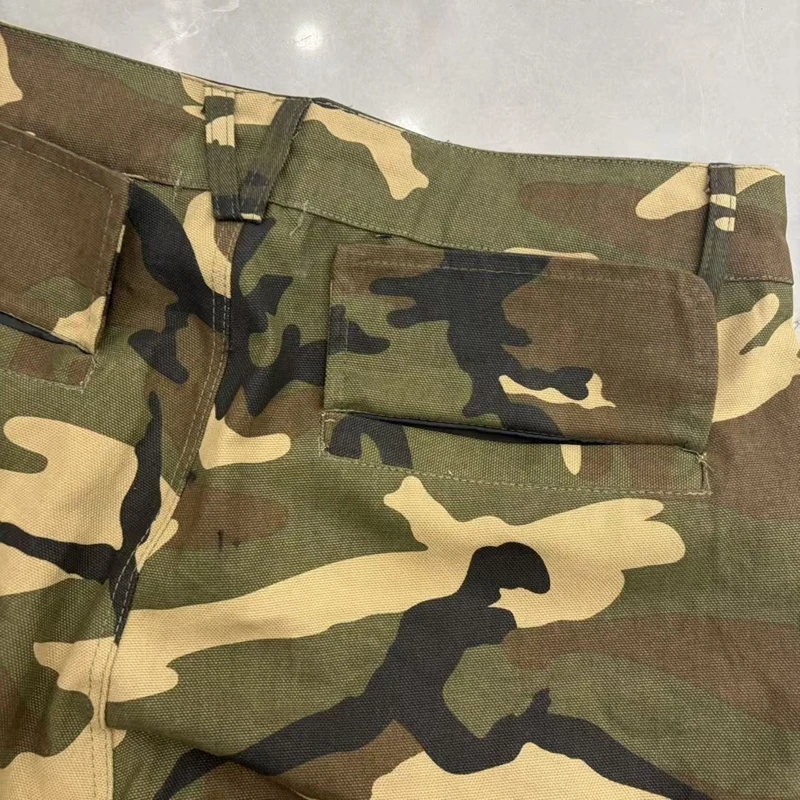 Camo Cargo Shorts für Herren, Baggy Multi-Pocket-Shorts mit Kordelzug in der Taille, Baumwolle, Streetwear, Hip-Hop, Camouflage, knielang, taktische Shorts – Detail 9