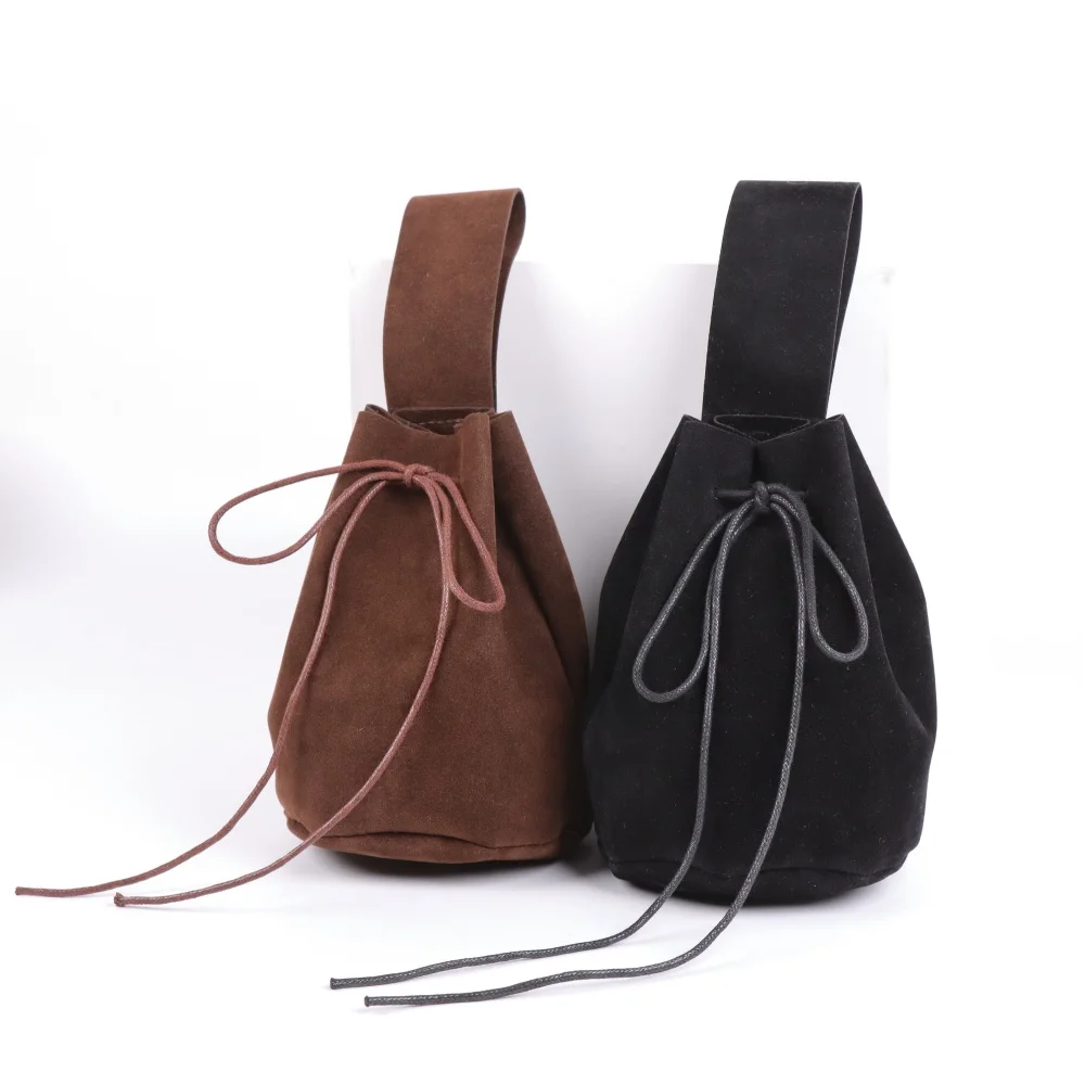 Mittelalterliche Münztasche mit Kordelzug, Cosplay-Zubehör, Münzgeldbörse für Herren, Geldbörse für Damen, Münzfach aus Leder