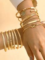 12 Pieces/5 Pieces Fashionable Punk Arrow Hammered Knot Bracelet Square and Spherical Decoration Creative Hip-Hop Rock Style Multi-Functional Bracelet Suitable for Women's Daily Work Clothing Party Street Travel Halloween Christmas Valentine's Day Gifts for Family and Friends