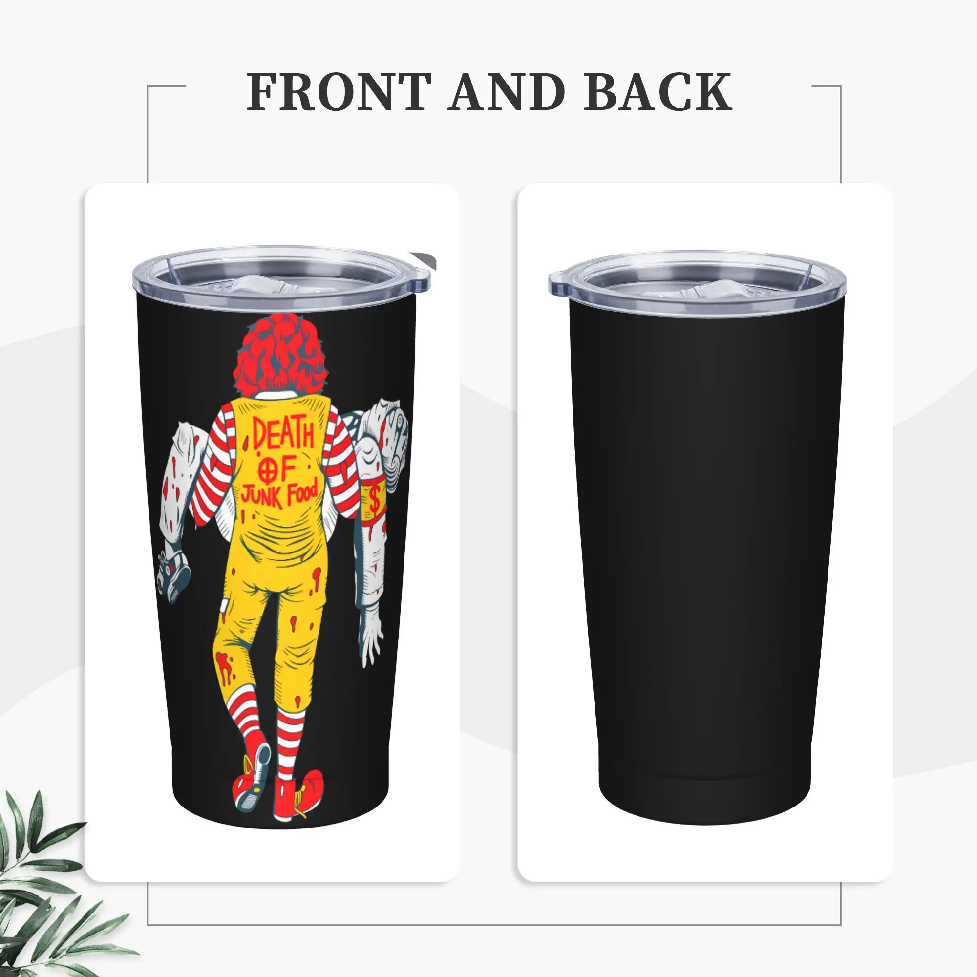 DEATH OF JUNK FOOD Fast Food Meme Tumbler Cold Drink Water Bottle Insulated Stainless Steel Thermal Cups Graphic Car Mugs