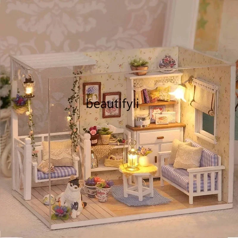 

Cottage handmade house building model birthday gift for girls cute mini scene