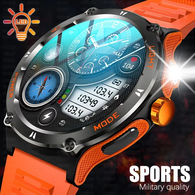 

NAMOFOTO Men Outdoor Sports Smart Watch Life Waterproof Watches Strong Flashlight Clock SOS Wristwatch Bluetooth Call Smartwatch