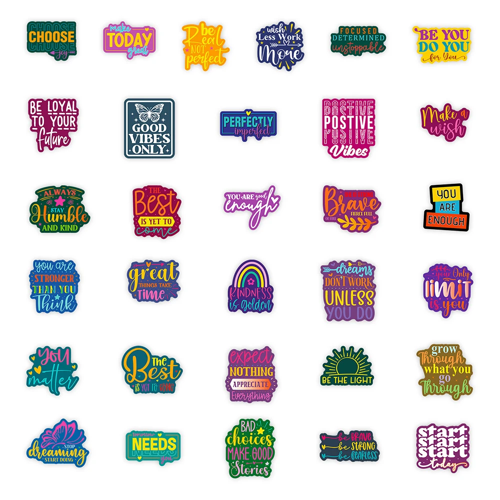 10/30/50 قطعة عبارات ملهمة ملونة ملصقات الكرتون مقاوم للماء Skateboard بها بنفسك لوح التزلج الغيتار دفتر لطيف الكتابة على الجدران ملصق حزمة #6