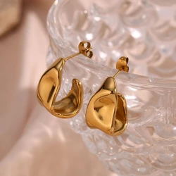 E.B.belle Moden 18K gold plated L Shape Hook Hoops Waterproof stainless steel women's jewelry Party Luxury quality jewelry