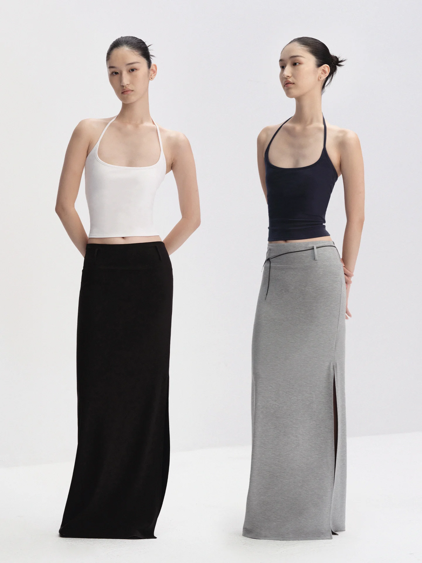 

Adjustable Freedom RA Everyday Slim Fit Detachable Neck Hanging Vest Women's Fashion Low round Neck Gown Straight Hem Design