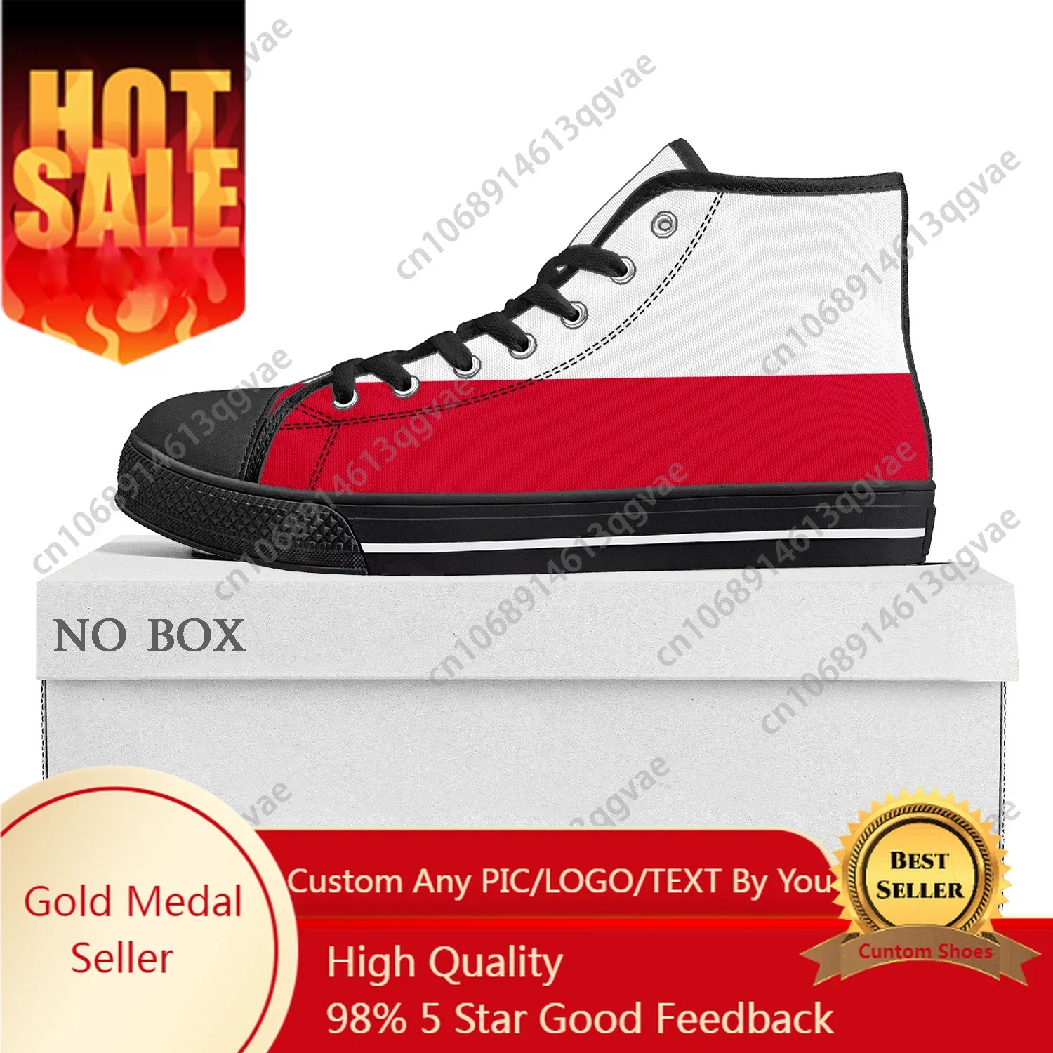 Polish Flag High Top High Quality Sneakers Mens Womens Teenager Canvas Sneaker Poland Casual Couple Shoes Custom Shoe