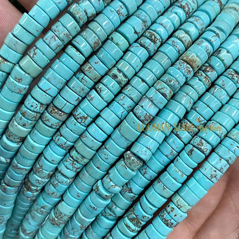 3x6mm Rondelle Natural Stone Turquoise Agate Jade Flat Round Spacer Beads for Jewelry Making DIY Bracelet Necklace Accessories view 5