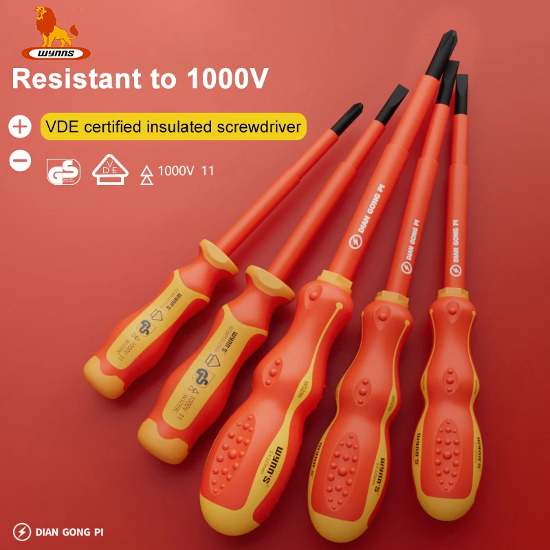 WYNN\'S 1000V VDE Insulated Screwdriver Set Phillips Slotted Screw Driver Set Household Magnetic Tip Electrician Repair Hand Tool