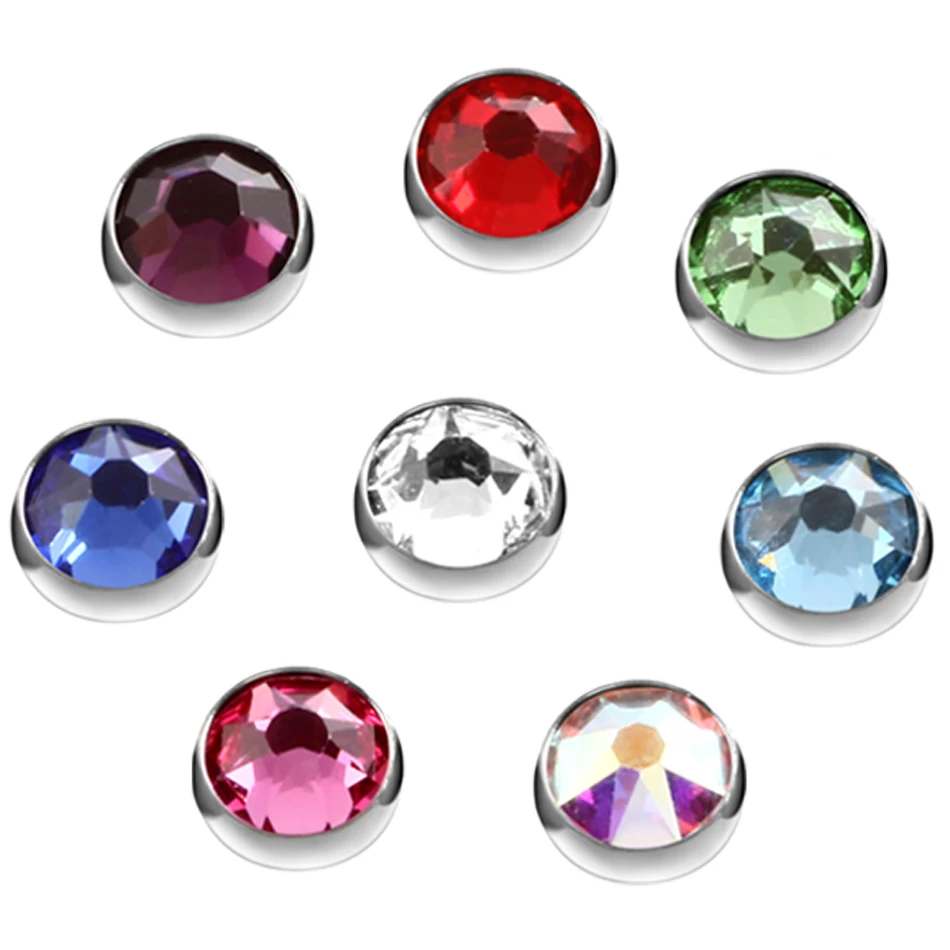 1PC Titanium Zircon Crystal Gems Dermal Anchor Top Piercing Skinner Hide-in Diver Head Implants Body Piercing Jewelry