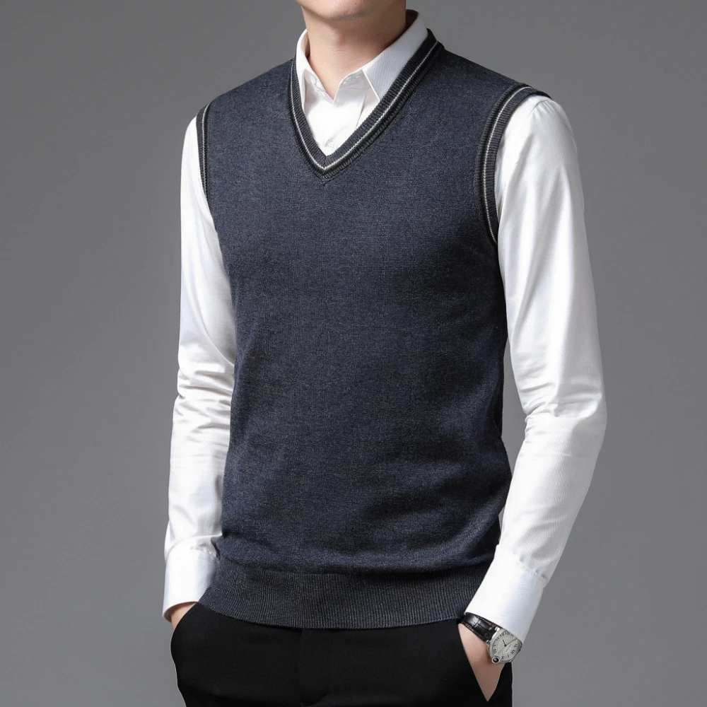 COODRONY Brand Men\'s Knitted Wool Vests A&W Warm V-Neck Sleeveless Sweater Vest Men Business Casual Base Clothing XXS - XL 5081