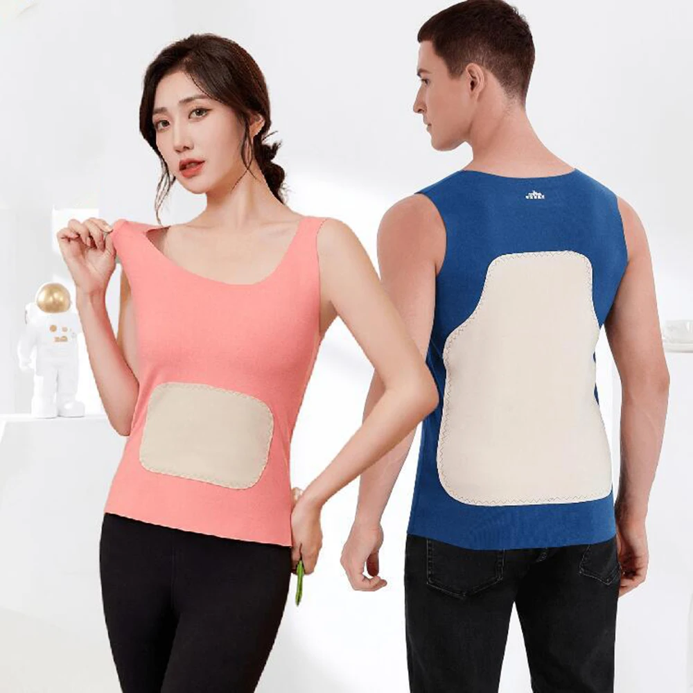 

Men Thermal Undershirt Autumn Winter Women Tank Tops Vest Thermal Clothes Patch Thick Thermal Underwear For Men Bottoming Shirt