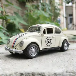 1:18 Beetle Alloy Classic Car Model Diecasts Metal Toy Retro Vehicles Car Model Simulation Sound and Light Collection Kids Gifts