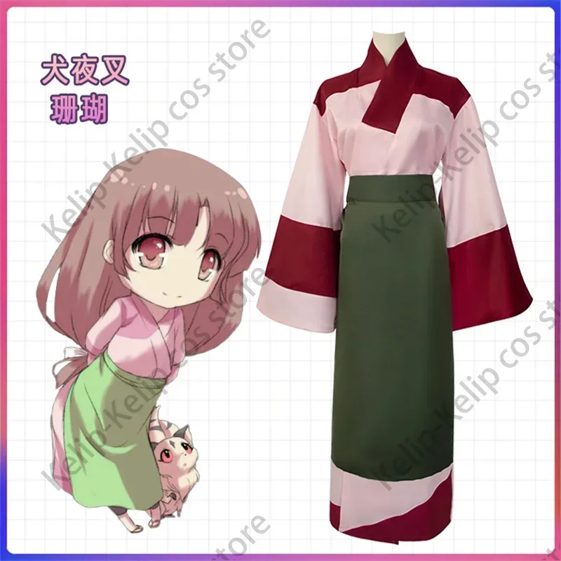 Disfraz de Anime Inuyasha Sango, delantal de Halloween, uniforme con forro para adulto, hombre, mujer, fiesta de Carnaval, traje de kimono japonés