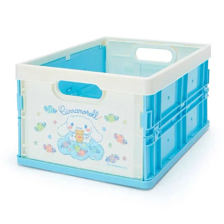 Sanrio 18L Folding Storage Box Hello Kitty Mymelody Cartoon Dust Proof Cosmetics Underwear Desktop Plastic Sundries Storage Case