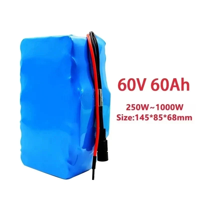 New 60V 16S2P 60Ah 18650 Li-ion Battery Pack 67.2V Lithium Ion 60Ah Ebike Electric Bicycle Scooter with 40A BMS 750W 1000Watt