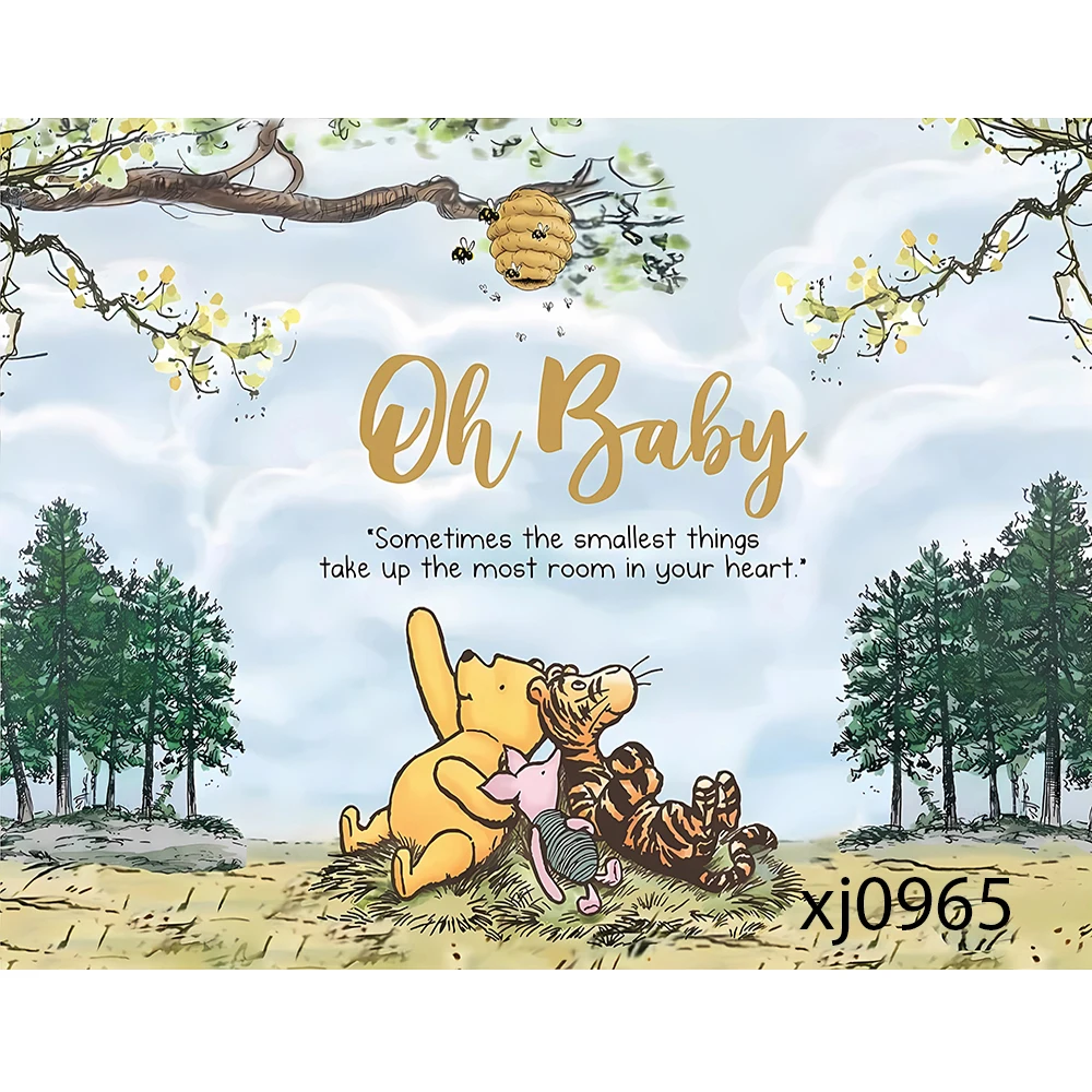 خلفيات كرتونية ويني ذا بوه للتصوير الفوتوغرافي للأولاد لحفلات أعياد الميلاد الأولى لاستوديو الصور حسب الطلب