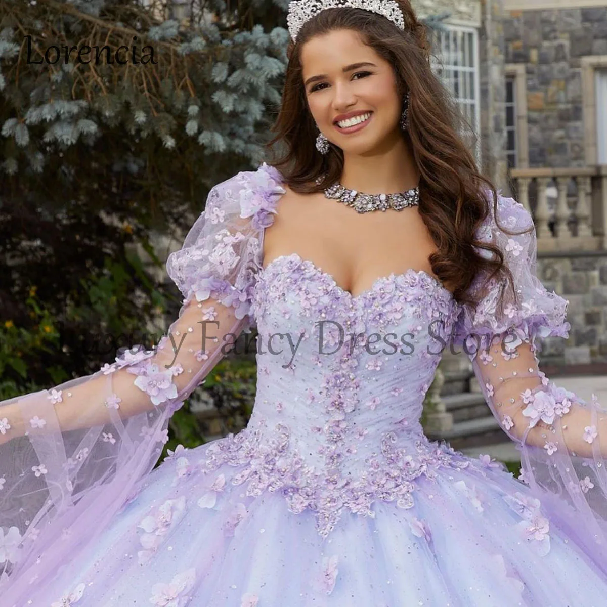 Quinceanera gaun Applique payet 2024 manik-manik 3D bunga Tulle Meksiko tanpa lengan Formal manis 15 16 Vestidos De XV 15 Anos