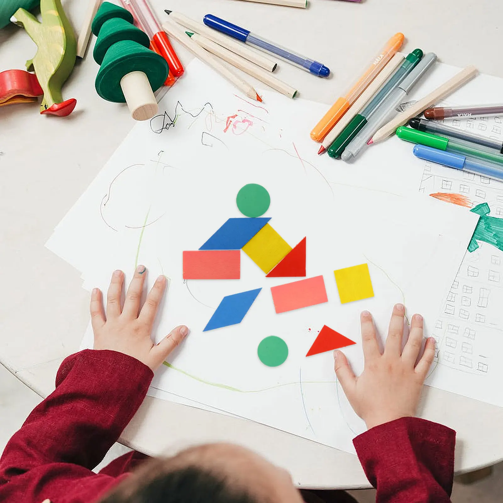 2 Sets Holz-Geometrie-Grafik-Puzzlespiel für Kleinkinder, Formerkennung, Gehirnentwicklung, Kinder lernen, pädagogisches Puzzle-Set