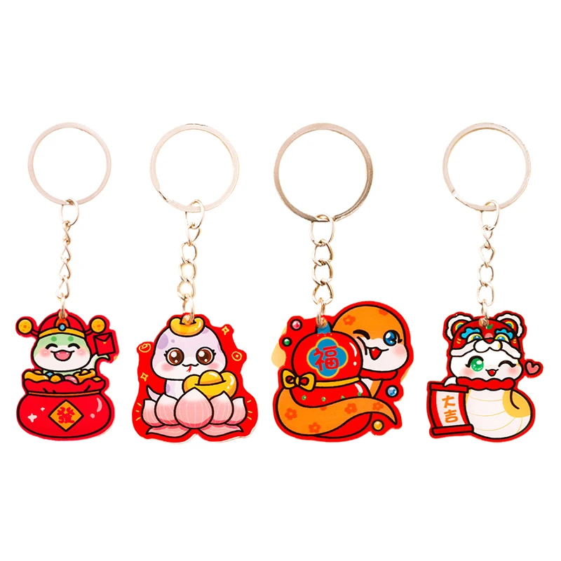 2025 New Year Keychain Student Cute Year of the Snake Schoolbag Pendant Keyring Charms Zodiac Year Small Gifts