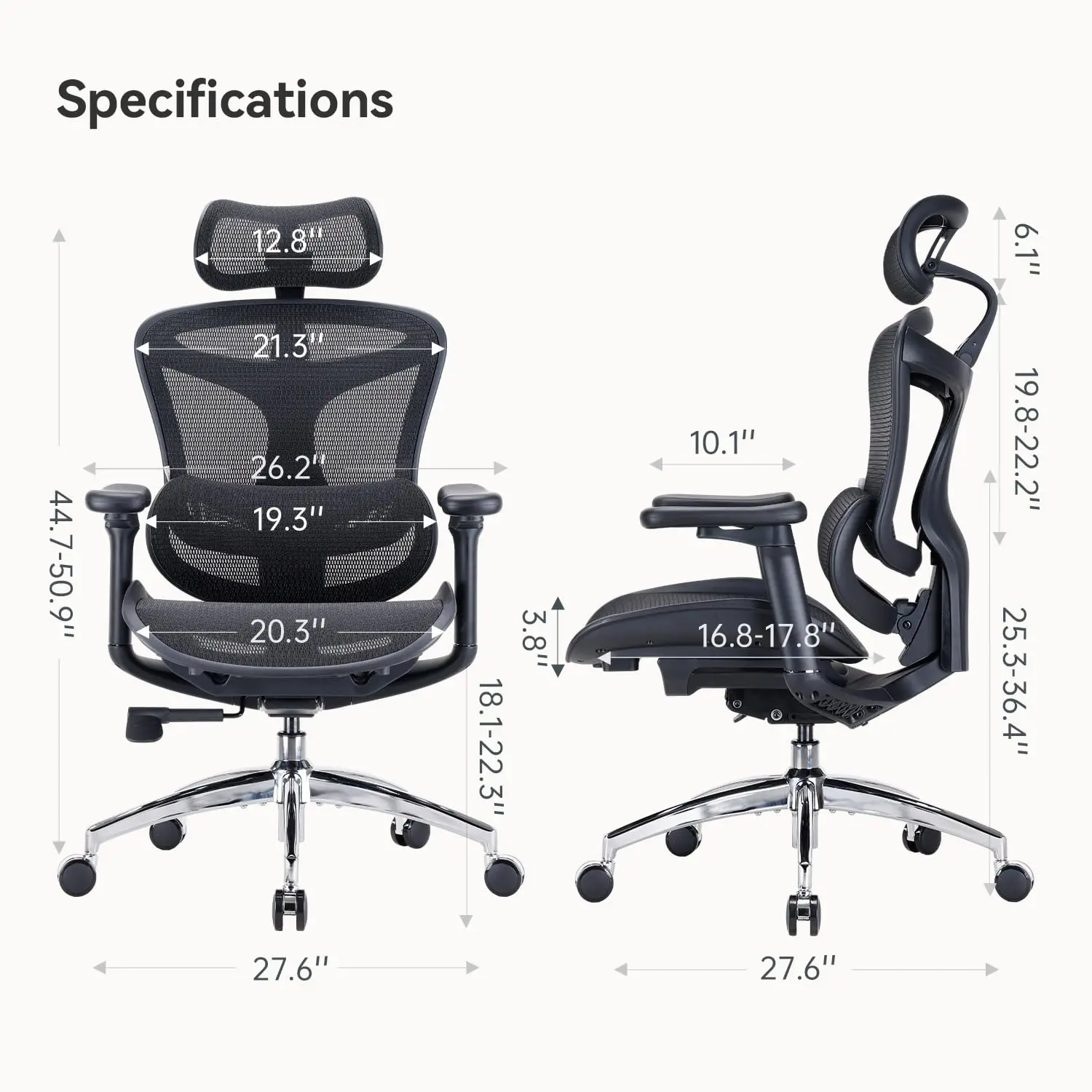 Ergonomic Office Chair with Ultra Soft 3D Armrests Adjustable Lumbar Support Breathable Mesh Home & Work Desk Chair, Customized