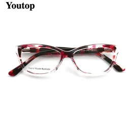 Women Round Tortoise Eyeglasses Frames for Women Cat Eye Glasses Frames Leopard Print Pattern Fashion Retro Red Blue Rx Eyeglass