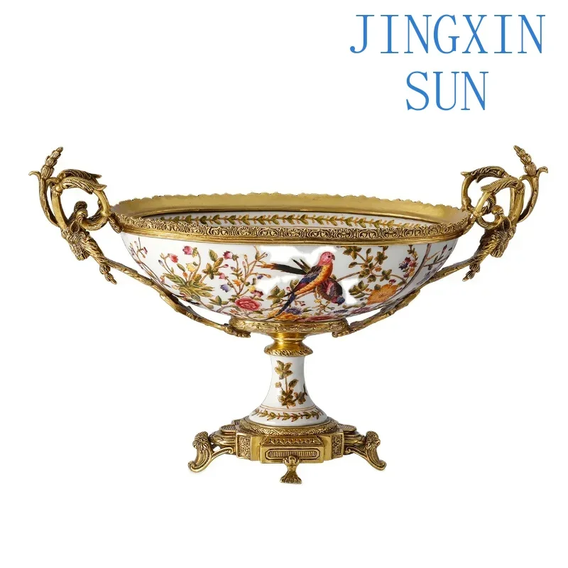 European Porcelain Candy Bowl with Multi Design Fruit Plate Luxury Fancy Tow-layer Home Decor Gift