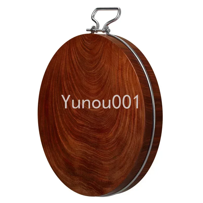 Solid Wood Round Cutting Board Made of High-density Hard Iron, Solid Wood Double-sided Round Cutting Board with Handle