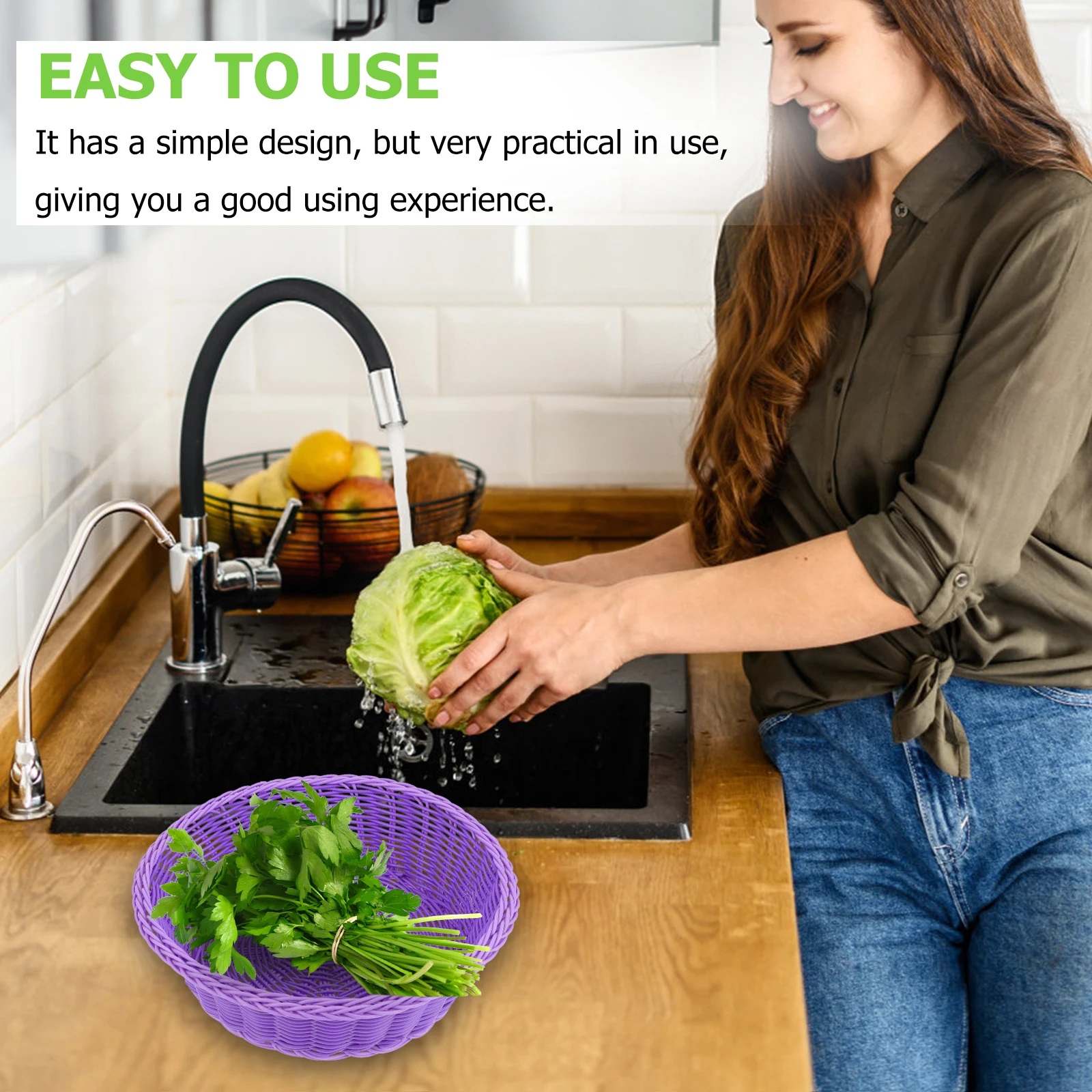 1 قطعة البلاستيك الروطان سلة مغزولة تقليد الروطان تصميم الفاكهة الخبز تخزين الحاويات للمنزل المطبخ مكتب المخابز #1