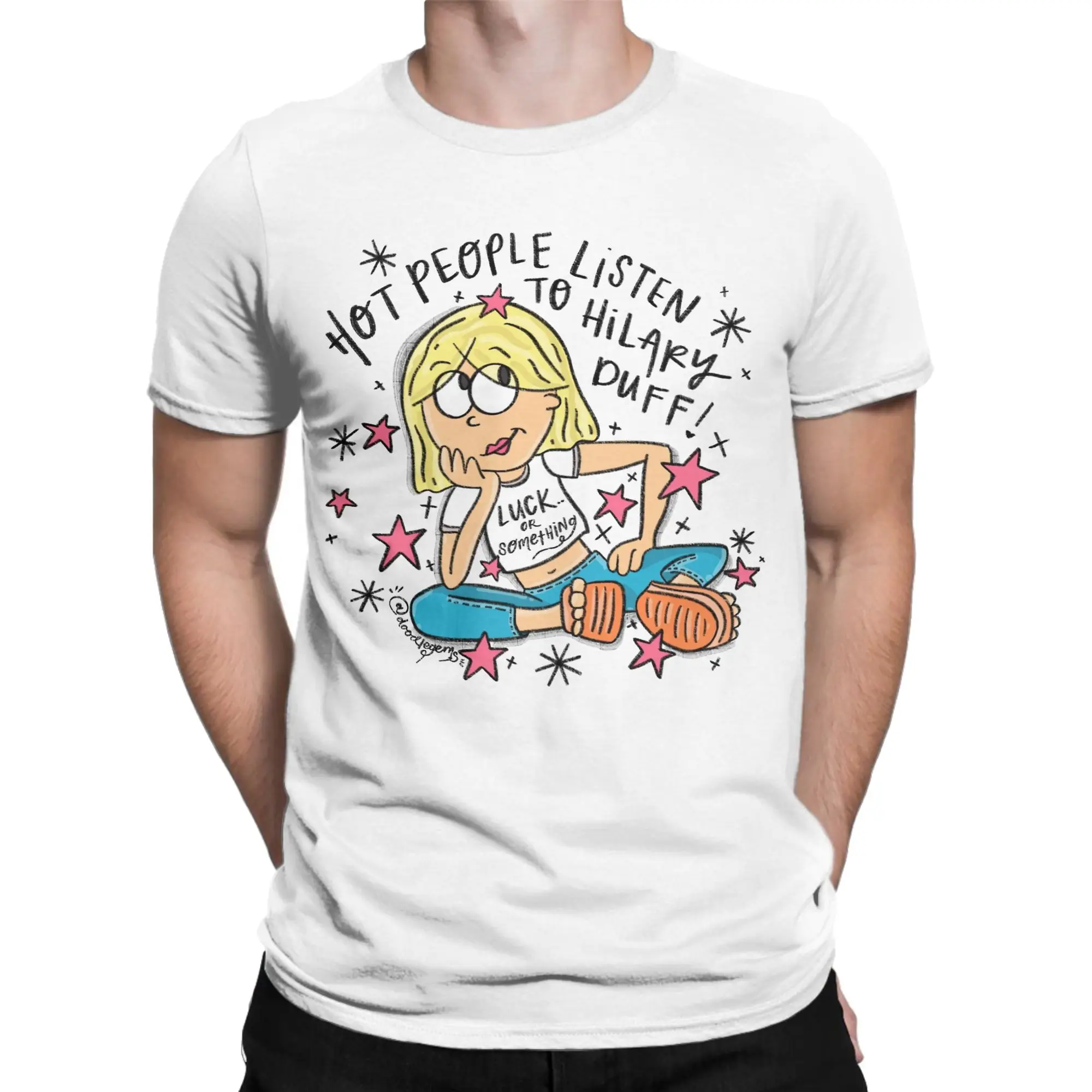 Hot People Listen To H-Hilary D-Duff Lizzie McGuire T-Shirt Funny Cotton Tees Crew Neck Short Sleeve T Shirts Plus Size Clothing