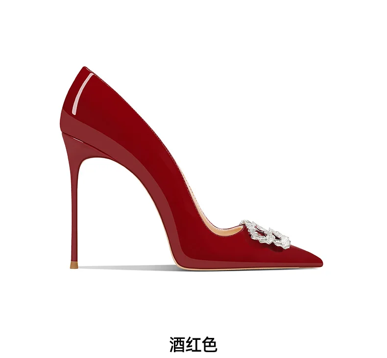 Pointed Stiletto High Heels Women's Black Patent Leather 2025 Spring New Models