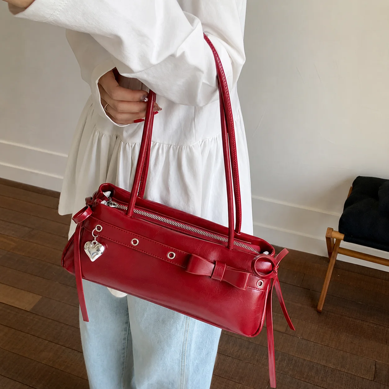 Sweet Retro Handbag Delicate Vintage Underarm Bag Pu Leather Shoulder Bag Versatile Rectangular  Handbag For Friend