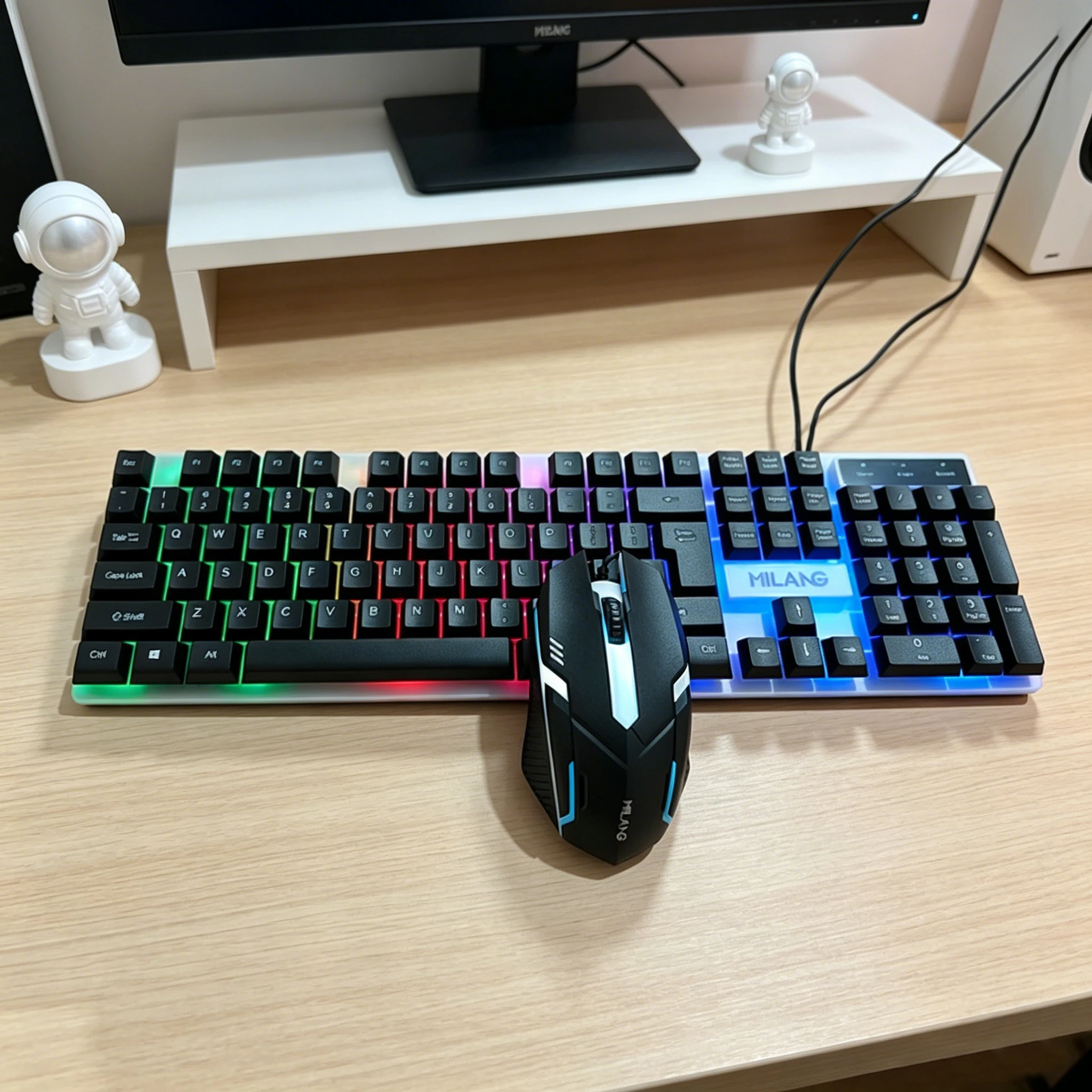 RGB Backlit Wired Gaming Keyboard, Rainbow LED Mechanical-Feeling Keyboard, Silent Keyboard, Suitable For PC Gamers, Compatible With Windows, Laptops, Desktops, Plug And Play, Durable Detachable ABS Keycaps, Suitable For Gaming And Office Use