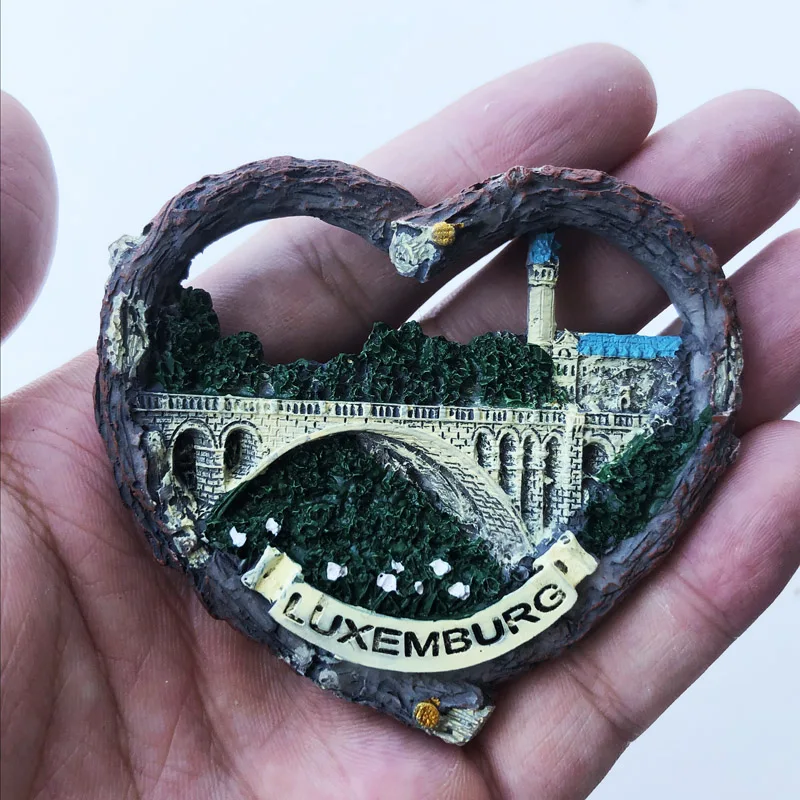 Heart shaped Luxembourg Fridge Magnet cultural landscape tourism souvenir resin message stickers handicraft decorations