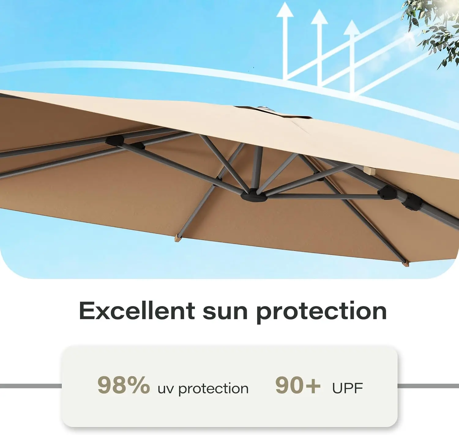 Outdoor Patio Umbrella, 10 FT Large Cantilever Umbrella Windproof Patio Offset Umbrella with 360° Rotation & Olefin Fabric